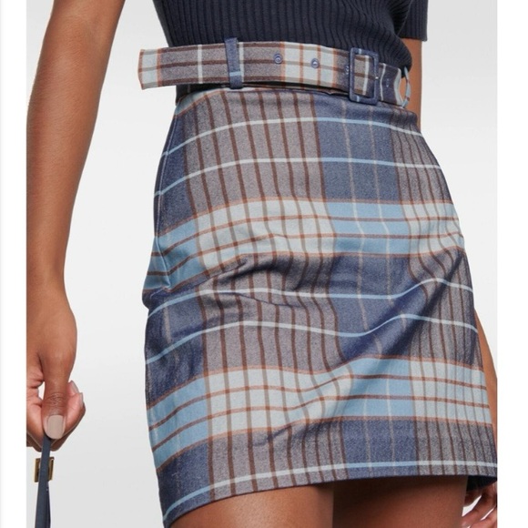 STAUD Patsy Wool Knit Plaid Mini Dress 70s Retro Like New Altered Length - Picture 8 of 16